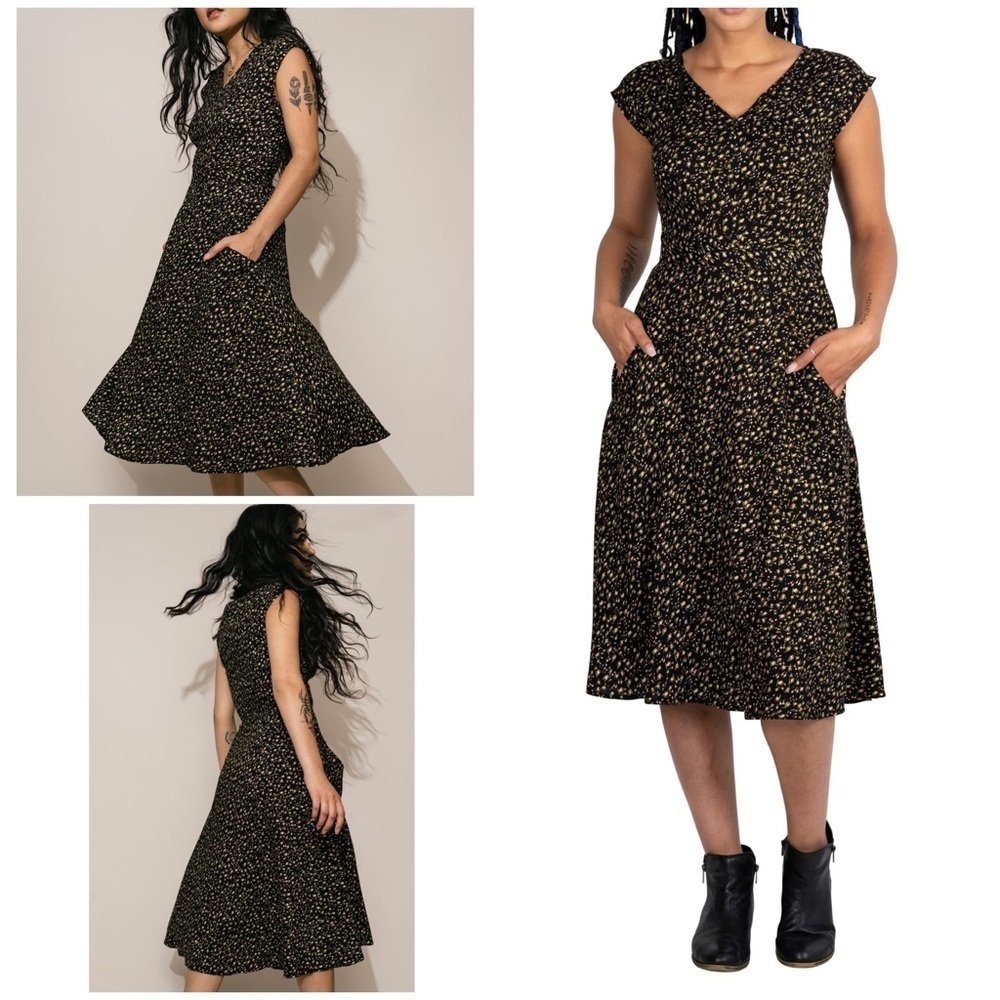 Field Day Xena Rose Bud Floral Small Batch Made in USA Women Owned Midi Dress XS
